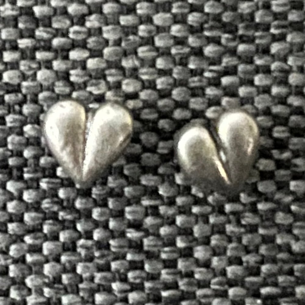Nordstrom Brushed Sterling Silver Puffed Heart Stud Pierced Earrings